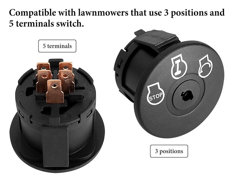 CLSR2U Ignition Switch 925-04228 Fit for Cub Cad et Mower - 3 Position Key Switch Compatible with Cad RZT-42 RZT-50 RZT-54 Riding Mower, Troy-Bilt Mustang XP 42 50 54 Zero Turn Mower, Replace 725-04228 - Image 3